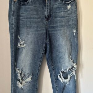 Judy Blue Distressed Washed Blue Skinny Jeans